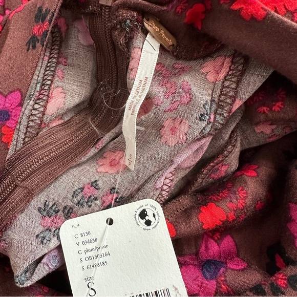 Free People It Takes Two Plum floral dress NWT Small - Picture 2 of 5